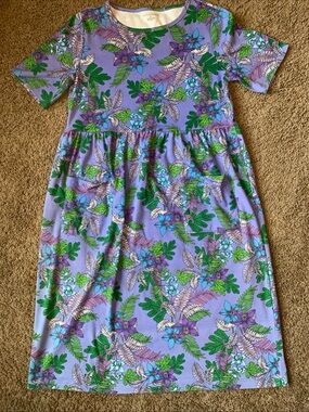 Appleseed's | Dresses | Appleseeds Womens 8w Button Front Dress Blue Green Floral 10 Rayon